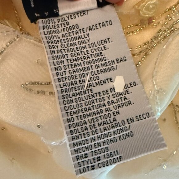 VTG Y2K Niki Livas Ivory Floral Sequin Overlay Maxi Dress 8 Cottagecore Prom - Picture 6 of 9